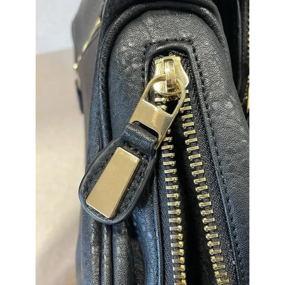 Moda Luxe Women’s Black Faux Leather Crossbody Bag Shoulder Bag Purse
